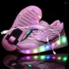 Chaussures de sport deux roues baskets lumineuses Led lumière patin à roulettes pour enfants enfants garçons filles avec chaussure