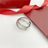 Card and double loop ring Designer stainless steel ring fashion jewelry man's wedding promise ring woman's gift231y