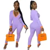 Women's Jumpsuits & Rompers Casual Women Jumpsuit Color Patchwork V-neck Sportwear Long Womens Overalls Outdoor Wear206v