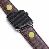 Modedesigner-Uhrenarmbänder 38 40 49 42 44 45 mm Verbindungsbänder für Smartwatches Serie 2 3 4 5 6 8 PU-Leder Goldniete Blumenmusterbänder Deluxe-Armbanduhrenarmbänder