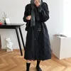 Women's Down Autumn Winter Mid-längd Slim midjejacka 2023 Fashion Over-Knee White Duck Hepburn Style Chic Coat