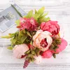 Decorative Flowers & Wreaths Retro Big Artificial Peony Flower European Silk Fake Wedding Party Home Living Room Autumn Decor Bouquet Wreath