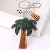 Porte-clés Bijoux De Mode Mignon Femmes Porte-clés Couverture Strass Incrusté En Cuir Arbre Cap Cadeau Quatre Couleurs En Gros