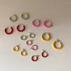 Hoop Earrings Colorful C-Shaped Retro Simple Metal Enamel Fashion Geometric Small For Women Jewelry