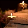 Ljushållare europeiska transparent glas fyrkantiga triangulära ljusstake bröllop rekvisita romantisk middag hemtillbehör