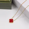 Kvinnors lyxdesigner halsband mode blommor fyrleaf klöver hänge halsband 18k guld halsband smycken7018846