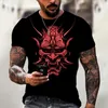 Мужские футболки самурай летняя мужская мужская одежда O-образное с короткие рукава повседневная спортивная рубашка Японская ужас Harajuku 3D Print Tops Tees