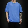 Men's T Shirts Solid T-shirts Men 2023 Summer Simple Casual Loose Man O-neck Pure Cotton Young Men's Tops Tee Male Clothes