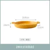 Plates Nordic Creative Ceramic Baking Pan Household Binaural Oven Baked Rice Plate Online Celebrity Microwave Round