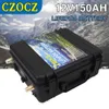 12V 150AH LIFEPO4 Batteri inbyggt BMS litiumjärnfosfat laddningsbar cell för RV-campare golfvagn off-road off-grid solenergi