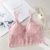 Camisoles zbiorniki bezprzewodowe kobiety stanik stanik bralette głębokie haft haftowy zbiornik kwiatowy przycięty camis