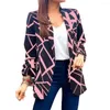 Costumes pour femmes Casual Imprimé Revers Sexy Blazer Femmes Automne Manches Longues Vestes Élégant Bureau Lady Manteau Mujer Ensembles De Blazers