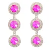 Dangle Earrings Luxury Jewelry Fashion White Fuchsia Shiny Crystals Drop For Women Prom Party Dress Accessory Statement Wedding Earring