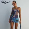 カジュアルドレスDulzura Tie Dye Print Women Tube Mini Dress Bodyconセクシーなストリートウェアパーティーエレガントなクラブ2021夏のフェスティバル服Y2K T230210