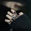 False Nails False Nails 24pcs 매력적인 불꽃 디자인 가짜 손톱 접착제 분리 가능한 Coffin 팁 전체 커버 매니큐어 예술에 대한 언론