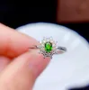 Ringos de cluster Colife Jewelry Classic Silver Gemstone Ring de 3mm 4mm Diopside natural 925 Presente para menina