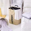 Laundry Bags 75L Large Capacity Basket Linen Storage with Ring Aluminum Handle Portable Washing Bin Folding Clothes Bathroom 230211