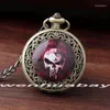 Pocket Watches Cool Skull Watch Flame Big Round Black Dial Men Quartz Pendant Waist Chain Clock Mens Boy Halloween Gift