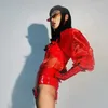 Bühnenkleidung Rote Partykleidung Rave Outfit Drag Queen Kostüm Erwachsene Nachtclub Pole Dancer Kleidung Leistung VDB3950