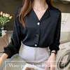 Blouses pour femmes OL Style formel femmes en mousseline de soie Blouse élégant vêtements de travail femme Blusa col rabattu à manches longues haut décontracté 2023