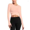 Chemises actives CKAHSBI Sexy Yoga Bandage T-shirt Mode Noir Été Récolte Hauts Blusa Femmes À Manches Longues À Lacets Dames Gris Solide