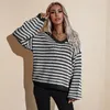 Kvinnors tröjor Explosioner Europeiska och amerikanska kvinnors mode V-ringning Löst Slim Sweater Pullover på höstvinter 2023 Överdimensionerad