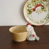Kommen 5-inch Europese stijl Vintage keramische kerstman Claus Deep Bowl Christmas Fruit Modellering