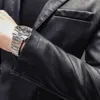 Мужские костюмы Blazers Men Slim Fit Jackets Leather Fashion Male Pu Coats весенняя осень Деловая повседневная куртка 5