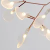 Lampes suspendues Golden LED Lights Métal Acrylique Arbre Branche Forme Luminaires Intérieur Restaurant Salon Lampe