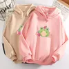 Felpe con cappuccio da donna Felpe Feece Donna Kawaii Frog Strawberry Stampato Pullover Felpa Harajuku Manica lunga Tuta invernale Coreano Cl