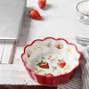 Tigelas salada de frutas tigela fofa única personalidade criativa sobremesas de casas líquidas para maca de mesa de cerâmica vermelha servir