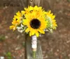 Fleurs De mariage EillyRosia jaune tournesol demoiselle d'honneur Bouquet artificiel pour mariée Ramo De La Boda Bruidsboeket