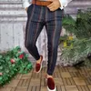 Garnitury męskie wspaniałe spodnie towarów biznesowych mężczyźni proste paski do paska kostki Kontrast Kolor Mid Waist Rating