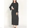 Ethnic Clothing Islamic Traditional European And American Muslim Middle East Fashion Women's Striped Trumpet Sleeve Dress