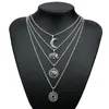 Pendanthalsband Multilayer 3D Elephant Moon Long Necklace 2023 Kvinnans smycken Set Chains Fashion