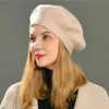 Beanieskull cap wol baretten Franse kunstenaar stijl warme winter beanie hoed gewone solide kleur elegante dame allemaal gematchte herfstschilder 230211