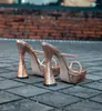 Sandals 2023 Crystal Women Shoes Sexy Ultras High Heels Platform Black Gold Dress Party Wedding Woman Size 35-41