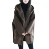 Kvinnorjackor Autumn Winter Women Coat 2023 Fashion Hooded Ytterkläder Toppar Lossa långa varma damer plus sammet tjock lambwool jacka H2537