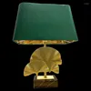 Table Lamps Light Luxury Copper Ginkgo Leaf Decoration Retro Lamp Model Room Furniture Living Art