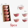 Kommen 5 stks Japans patroon high-end geschenkdoos kom huishouden rijst keramisch hoogwaarde servies set 4,5 inch klein