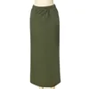 Rokken leger groene lange rok vrouwen hoge taille trekstring Koreaanse stijl mode kleding rechte maxi streetwear harajuku