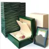 S Dark Green Watch Boxes Gift Case For Watches Booklet 114060 116618 Kort och papper 0 8 kg Box Top Quality30z