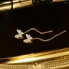 Hoop Earrings Korean Temperament Luxury Exquisite Butterfly Tassel For Women All Match Tiny Elegant Stereoscopic Long Lady