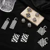 Stud Earrings Korean Acrylic Black White Plaid Creative Checkerboard Geometric For Women Earing Autumn Winter Earring 2CF3