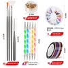 Nail Art Kits Pinselset Mehrere Designspitzen Zeichnen Schnitzen Dotting Pen Builder Flat Liner Acryl Gel Nagellack Maniküre