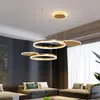 Kroonluchters Noordse aluminium ringen LED -verlichting Living Living Dijnruimte Decor Moderne kroonluchter Lamp Slaapkamer Hangende lamp