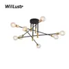 Creative Metal Ceiling Lamp Semi-Flush Mount Moderate Luxury Light Hotel Cafe Bar Living Dinning Bedroom Gold and Black Lighting