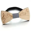 Bow Ties Fashion Mens Gifts Wood Bowtie Men slipsar Musik Rhinestone