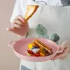 プレートノルディッククリエイティブセラミックベーキングパン家庭用バイノーラルオーブン焼きライスプレートオンラインセレブリティ電子レンジラウンド