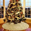 Christmas Decorations Diameter 90cm Tree Skirt Sequin Decoration Festival Supplies Artificial Blanket Gold Silver Beads Bottom Apron